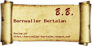 Bernvaller Bertalan névjegykártya